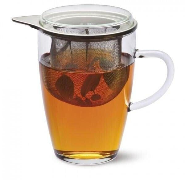 Bohemia Cristal Teeglas Lyra mit Metallsieb und Glasdeckel 350 ml